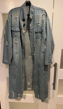 Load image into Gallery viewer, Custom Hand Painted Denim Trench Coat