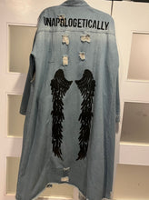 Load image into Gallery viewer, Custom Hand Painted Denim Trench Coat