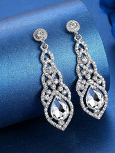 Load image into Gallery viewer, Alloy Teardrop Crystal Chandelier Dangle Earrings
