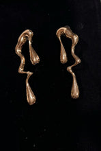 Load image into Gallery viewer, Gold, irregular water, drop statement earrings
