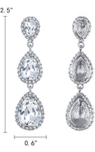 Load image into Gallery viewer, Crystal Teardrop Pear Shape 2.5 Inch Long Earrings
