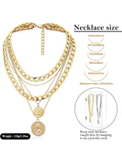 Load image into Gallery viewer, Gold Layered Necklaces With Retro Coin Pendant, Dainty and Chunky Chain Choker Necklaces
