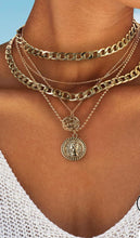 Load image into Gallery viewer, Gold Layered Necklaces With Retro Coin Pendant, Dainty and Chunky Chain Choker Necklaces
