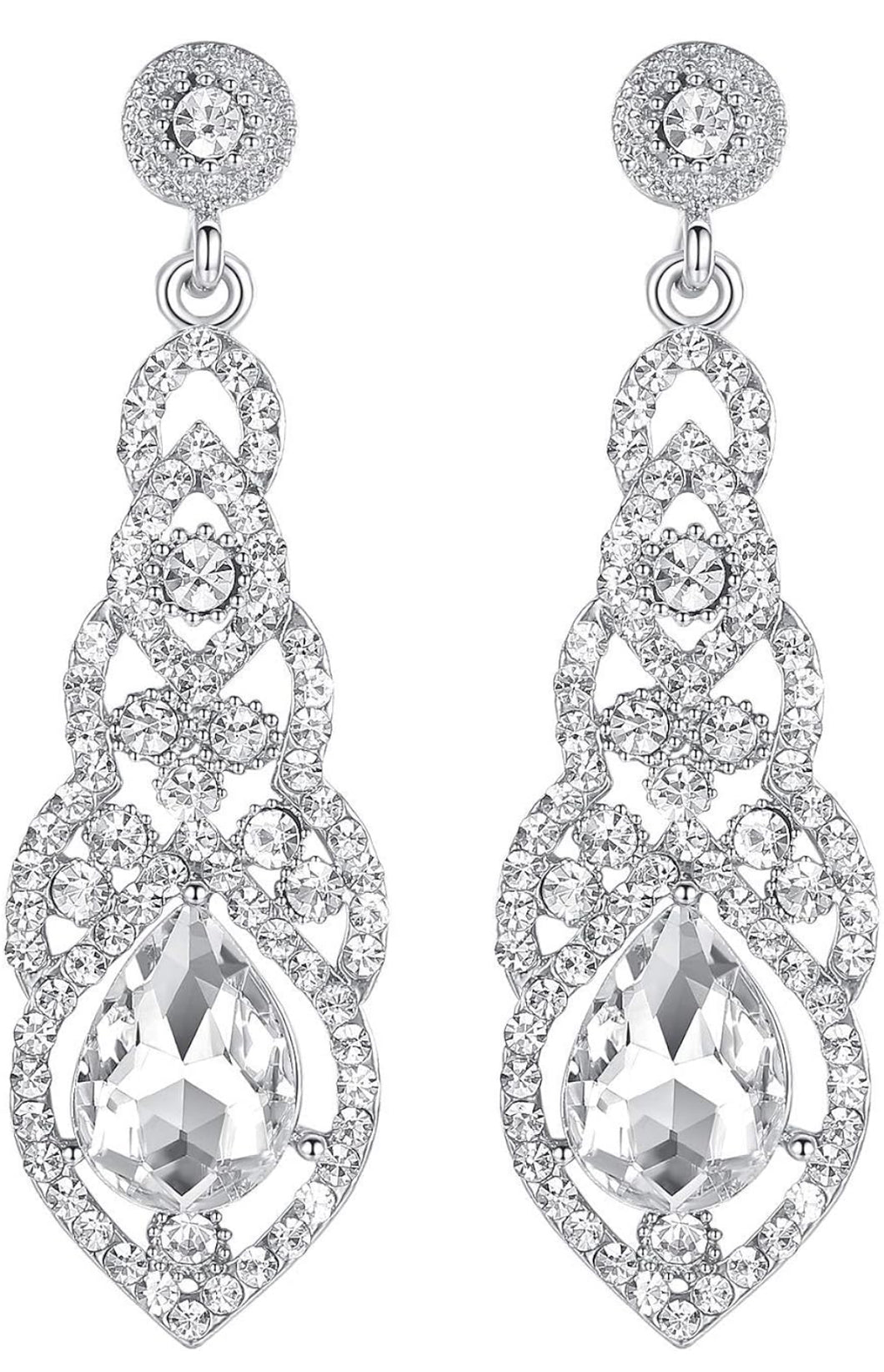 Alloy Teardrop Crystal Chandelier Dangle Earrings