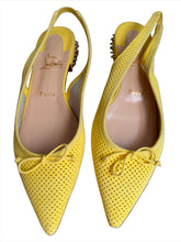 Load image into Gallery viewer, Christian Louboutin Yellow Suede Sling Back Flat Size 39.5 EUR
