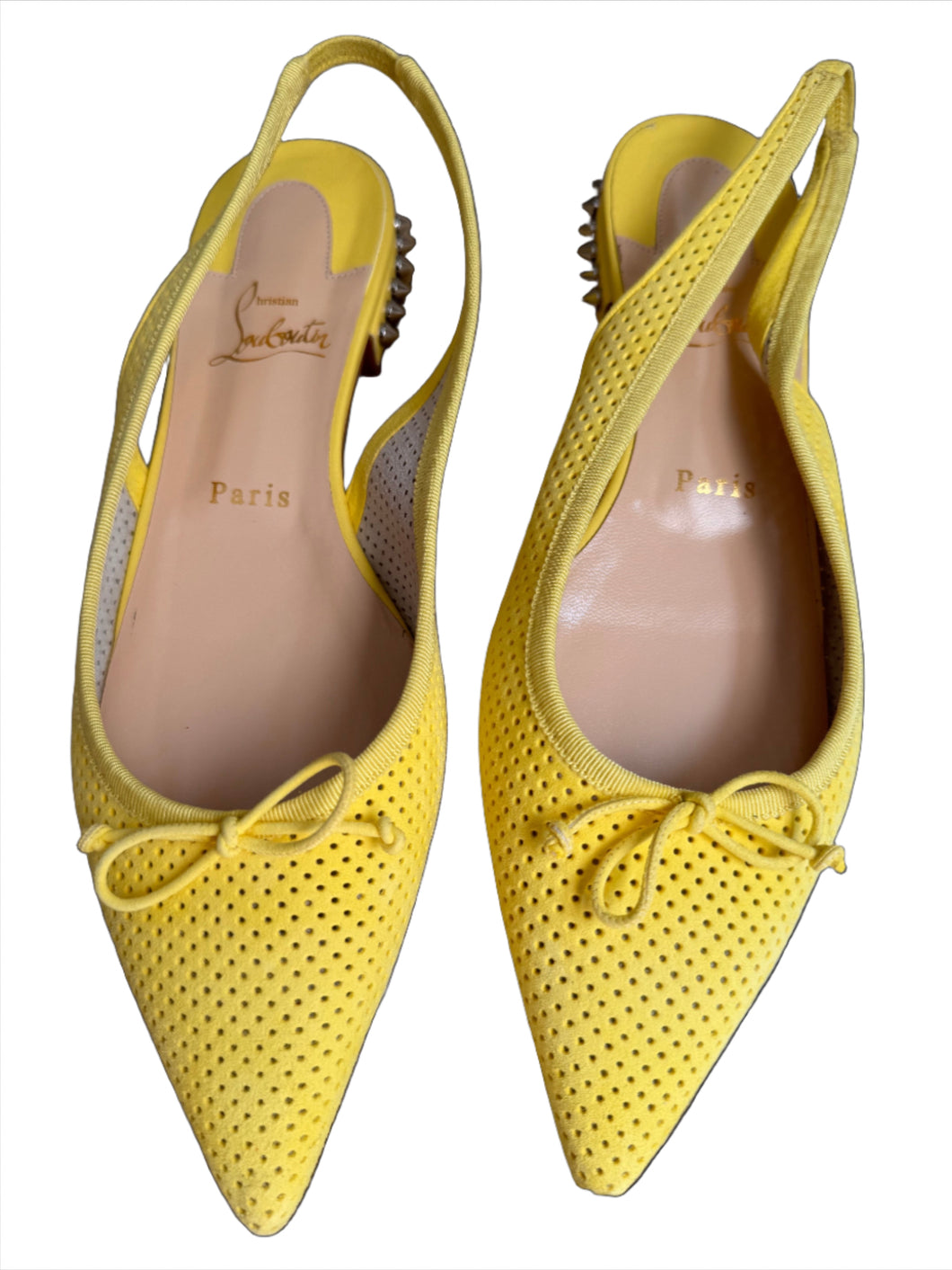 Christian Louboutin Yellow Suede Sling Back Flat Size 39.5 EUR