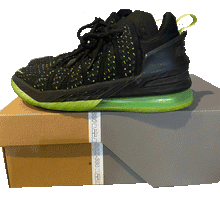 Load image into Gallery viewer, NIKE LEBRON XVIII DUNKMAN BLACK AND NEON&nbsp;
