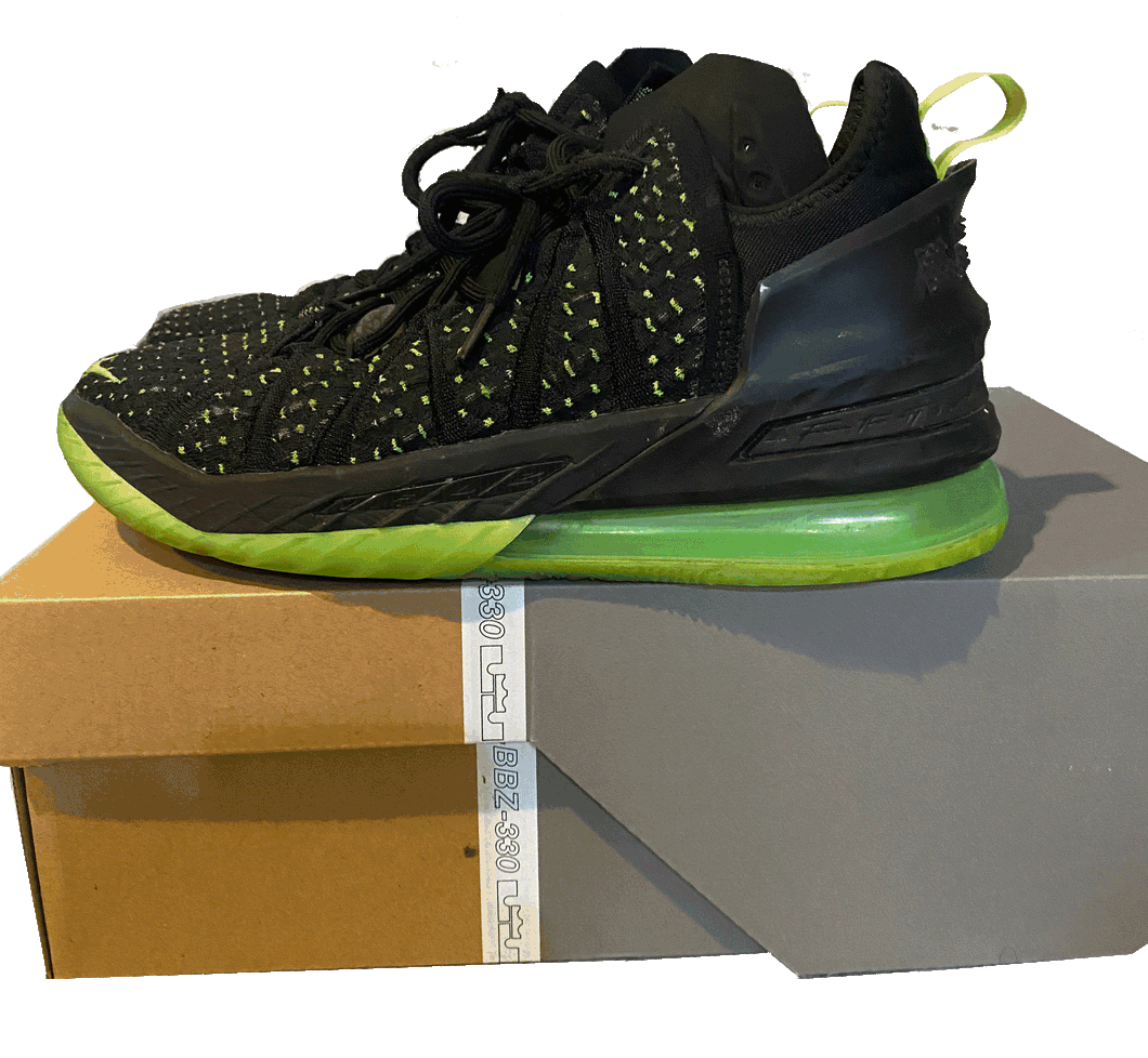 NIKE LEBRON XVIII DUNKMAN BLACK AND NEON 