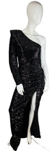 Load image into Gallery viewer, Black One Shoulder Sparkle Gown size 4
