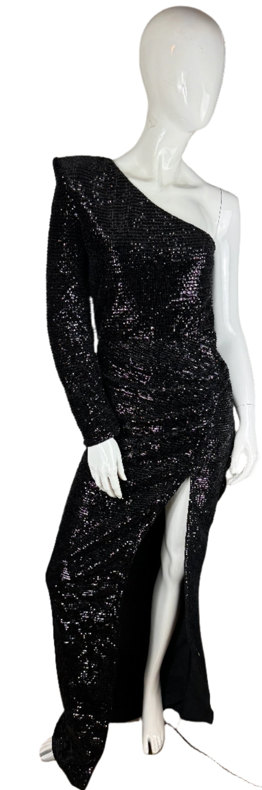 Black One Shoulder Sparkle Gown size 4