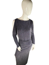 Load image into Gallery viewer, Sparkle Navy Ralph Lauren Cold Shoulder Gown size 4
