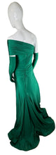 Load image into Gallery viewer, Green One Shoulder Gown with Matching Gloves size 4
