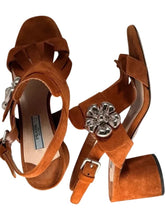 Load image into Gallery viewer, Prada Suede Brown Heel Sandal Size 37
