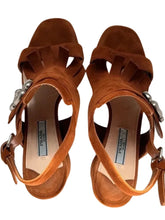 Load image into Gallery viewer, Prada Suede Brown Heel Sandal Size 37
