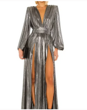 Load image into Gallery viewer, Bronx and Banco Dress Zoe Silver Gown  (belt sold separately)
