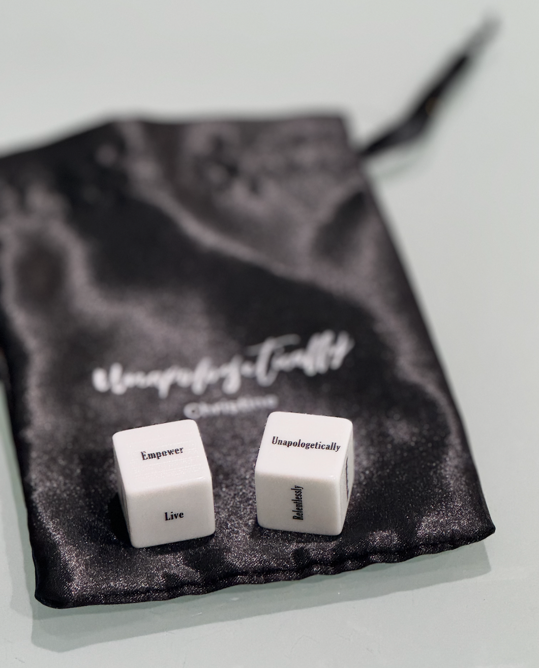 Live Unapologetically Inspirational Dice White Acrylic